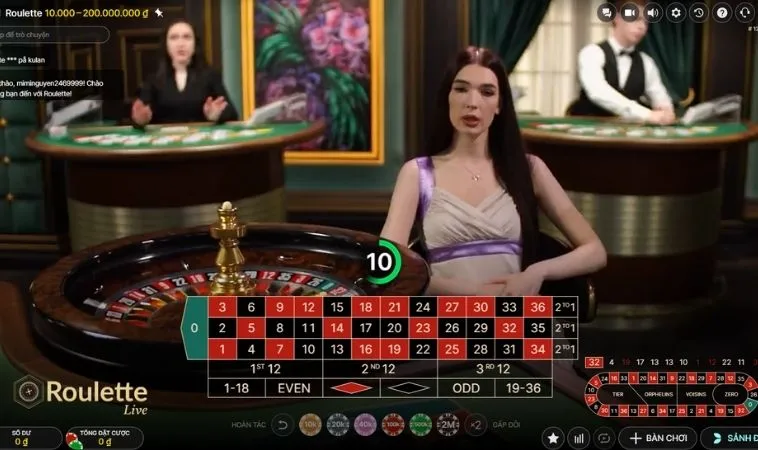 Chơi Roulette Nhà Cái VNBet77 cùng dealer xinh đẹp