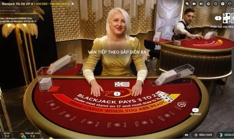 Giao diện chơi Blackjack Tại VNBet77