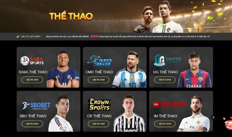 Sảnh Thể thao VNBet77 thiết kế giao diện đẹp, chuyên nghiệp